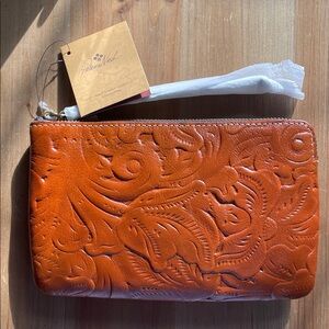 Patricia Nash Brown Embossed Leather Wristlet